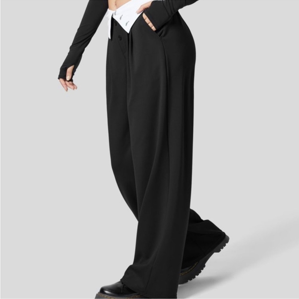 HALARA foldover waist wide leg pants